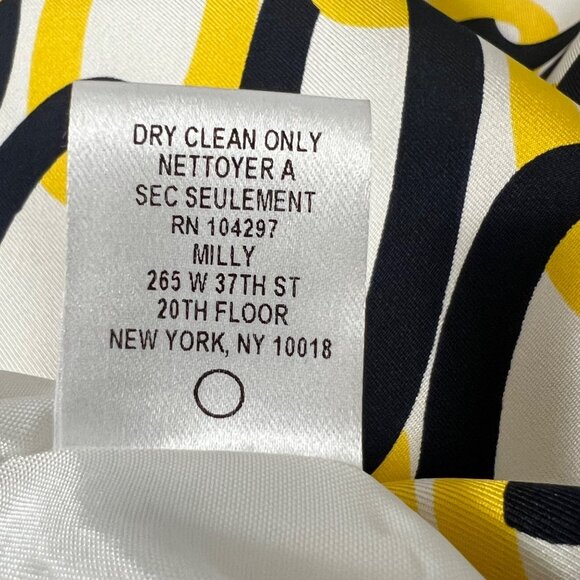 Milly New York Womens Silk Chain Print Pencil Skirt Yellow Black White size 4 - Picture 9 of 10